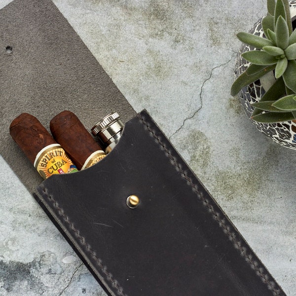 FREE personalized leather case for 3 cigars Leather case for 2 cigars and  flask tube Groomsmen gift