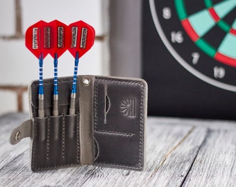 Darts Set Holder Leather Personalized, Gift for Darts Player