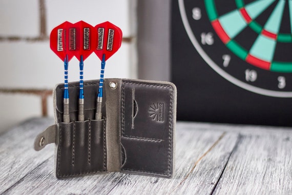 Darts Set Holder Leather Personalized, Gift for Darts Player 