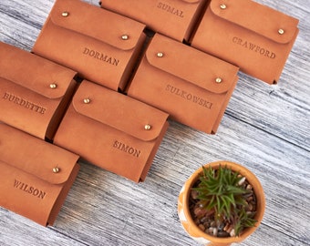 Groomsmen gift leather playing card case Groomsmen personalized gift idea