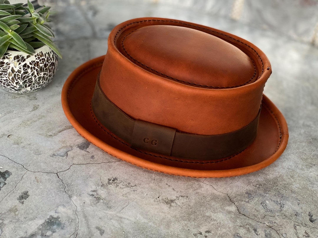 Custom Unisex Leather Pork Pie Hat – Hand-stitched Retro Style - Etsy