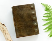 Aged Leather Journal, Pocket Leather Notebook, Travel Journal, A6, Blank Cream Paper