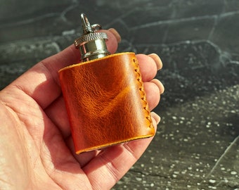 Free personalized leather flask-keychain, Groomsmen gift, Bachelor Party Gifts