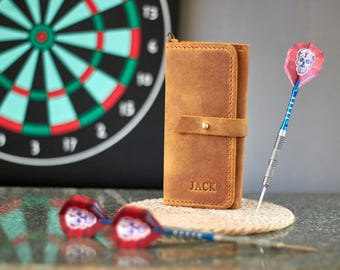 Personalized Leather Dart Case - Custom Bar Game Holder