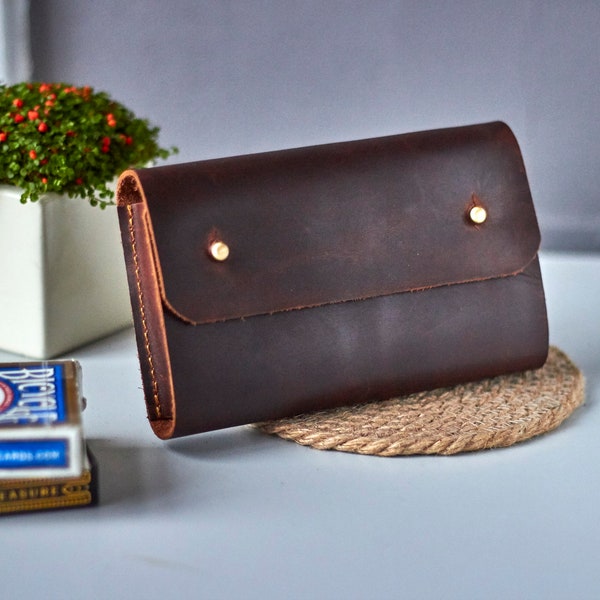 Leather Double Deck Card Holder Etsy