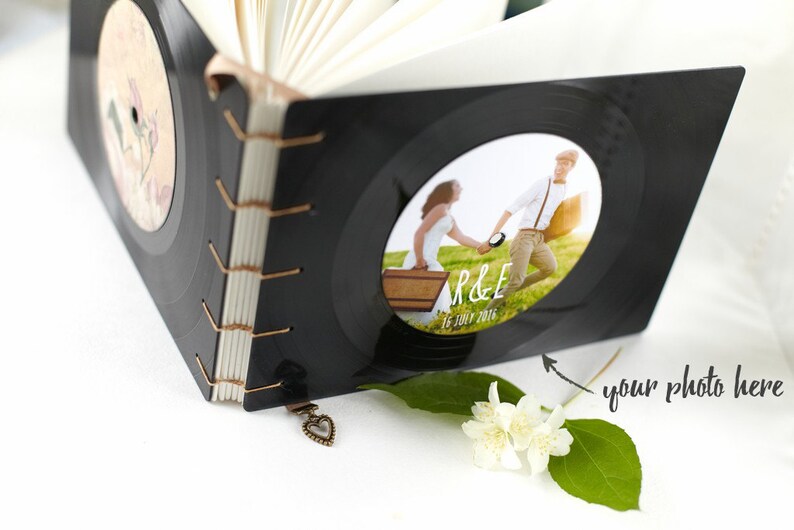 Personalized vinyl record guest book Music retro wedding guest Etsy