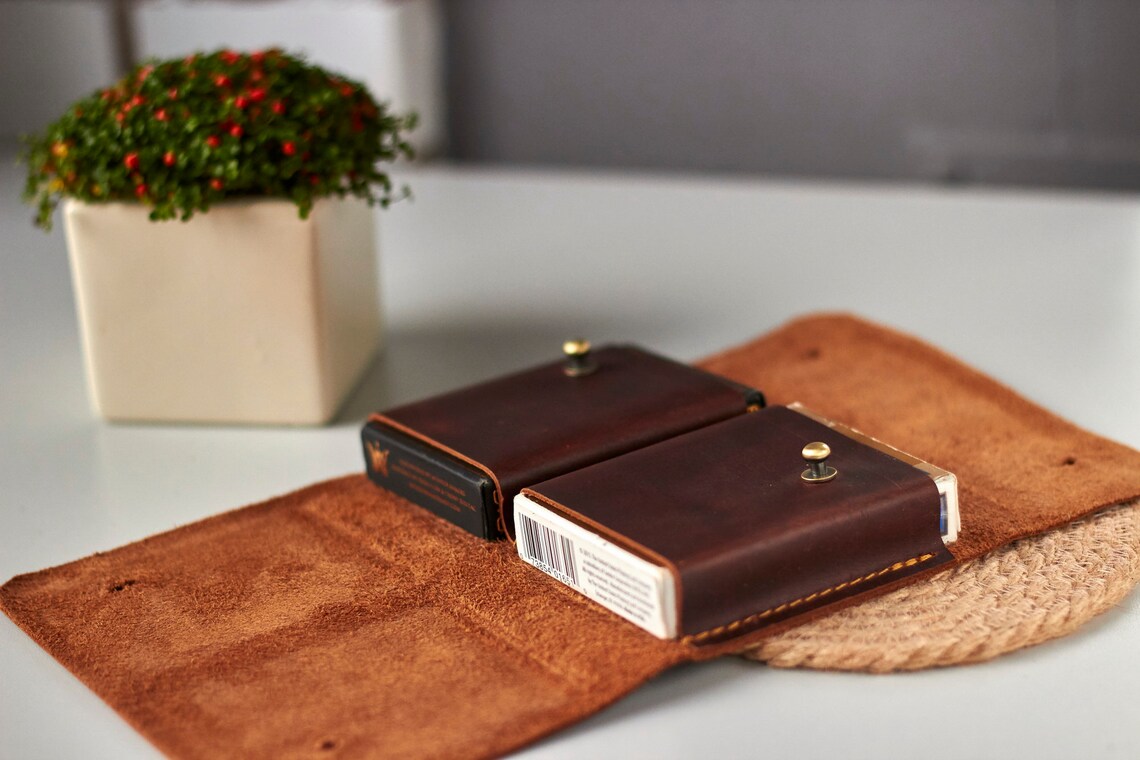 2 deck personalized leather playing card case Playing card Etsy