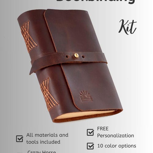 Handmade Leather Journal Craft Kit A6 Bookbinding Set for Adults & Teens