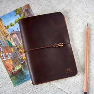 Personalized Leather Midori Traveler’s Notebook Refillable A6 Cover
