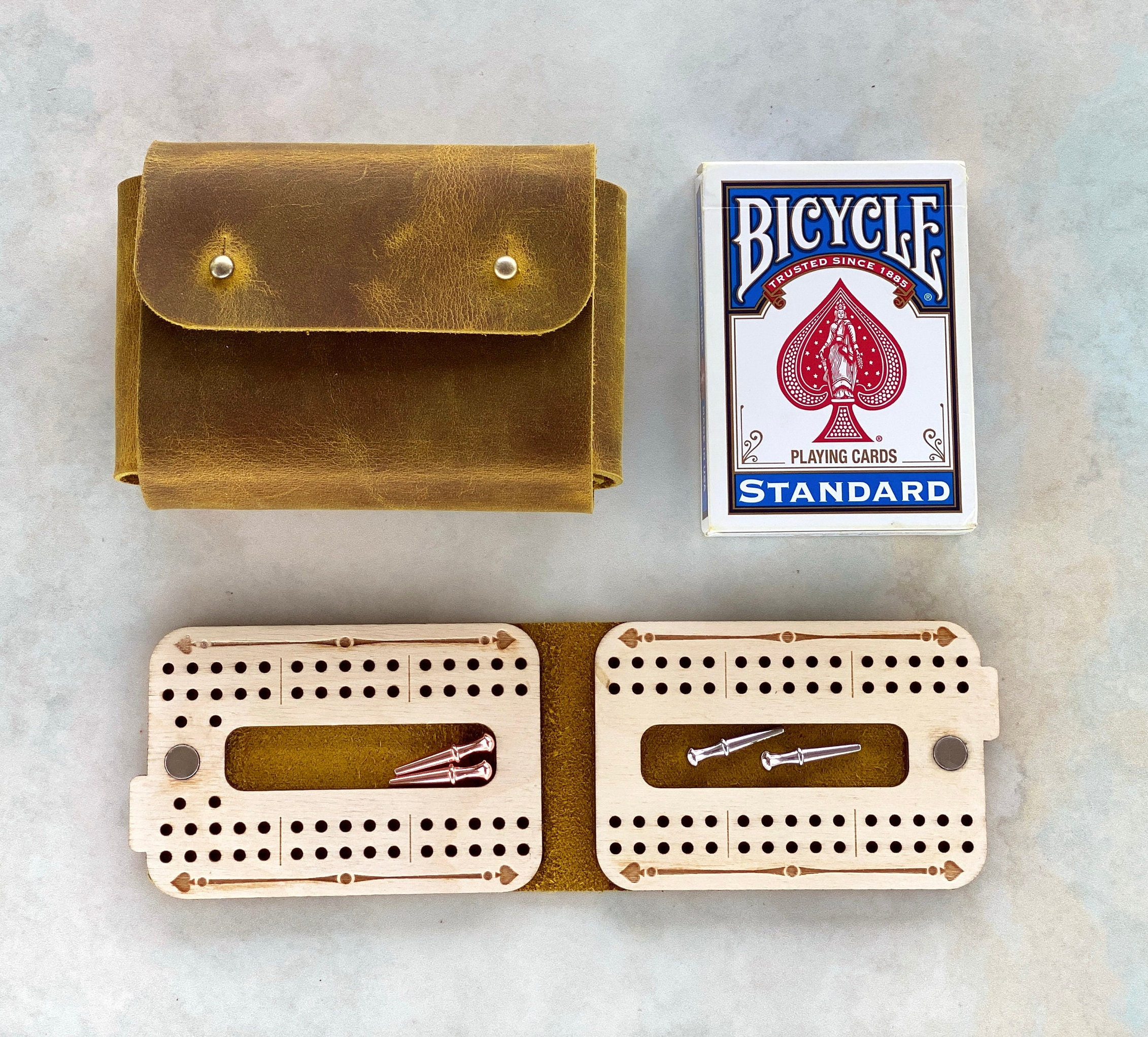 Personalized Leather Cribbage Travel Set
