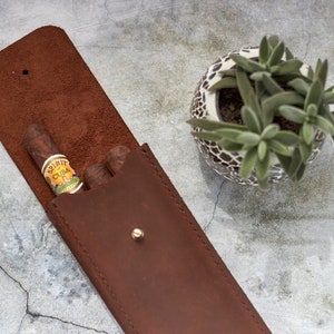 Personalized leather case for 2 cigars and  flask tube Leather case for 3 cigars Father's Day Groomsmen gift