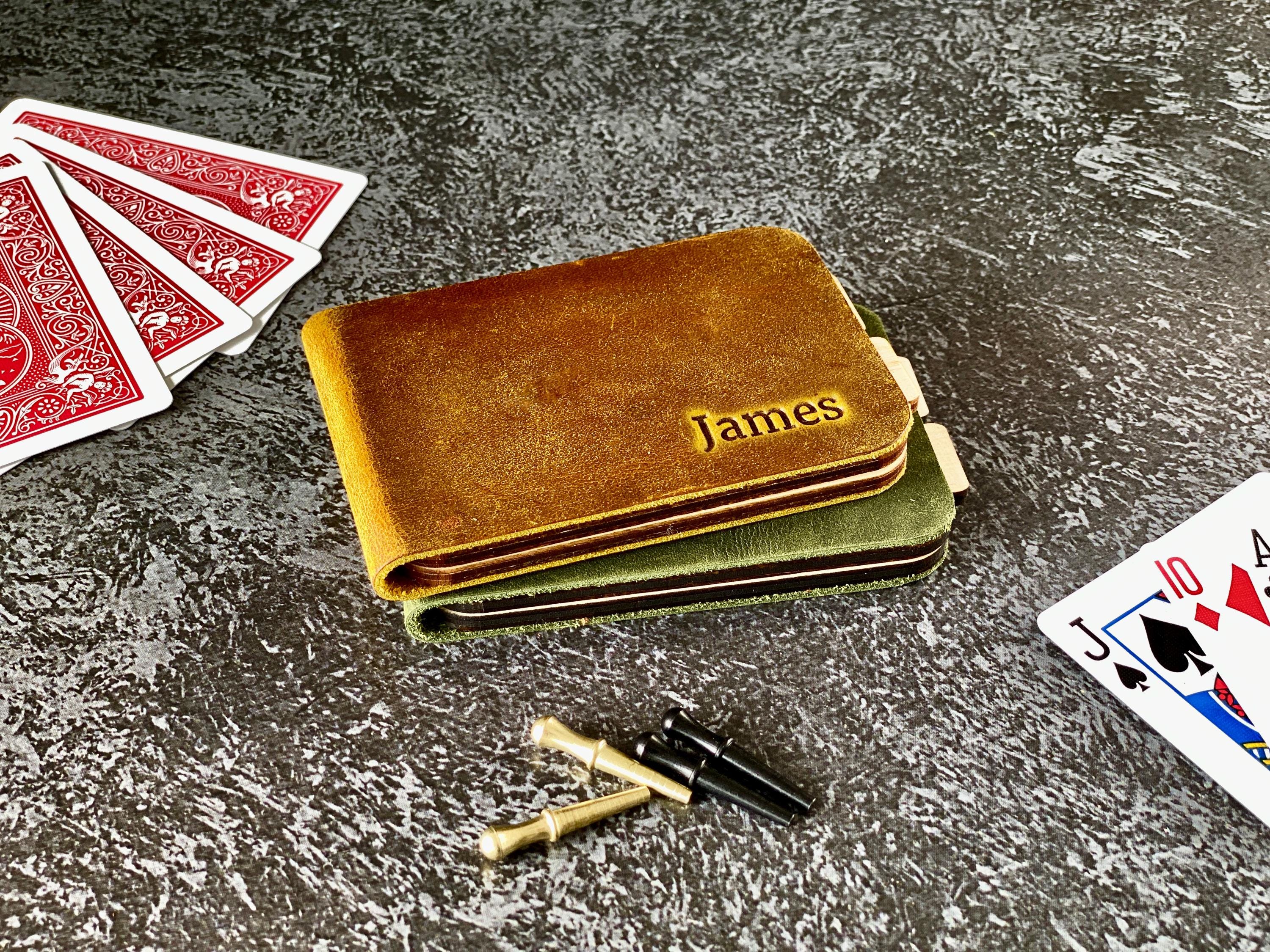 Custom Leather Cribbage Travel Set | Folding Board with 4 Pegs