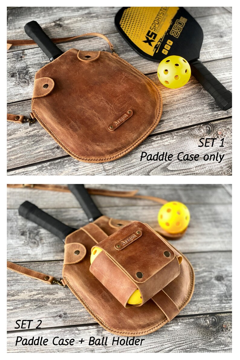 Puede incluir: Dos juegos de bolsas de cuero para raquetas de paddle. El primer juego incluye una bolsa de cuero marr&oacute;n para raqueta con una correa. El segundo juego incluye una bolsa de cuero marr&oacute;n para raqueta con una correa y un portapelotas separado. Ambas bolsas tienen una etiqueta de nombre personalizada que dice "Aragon".