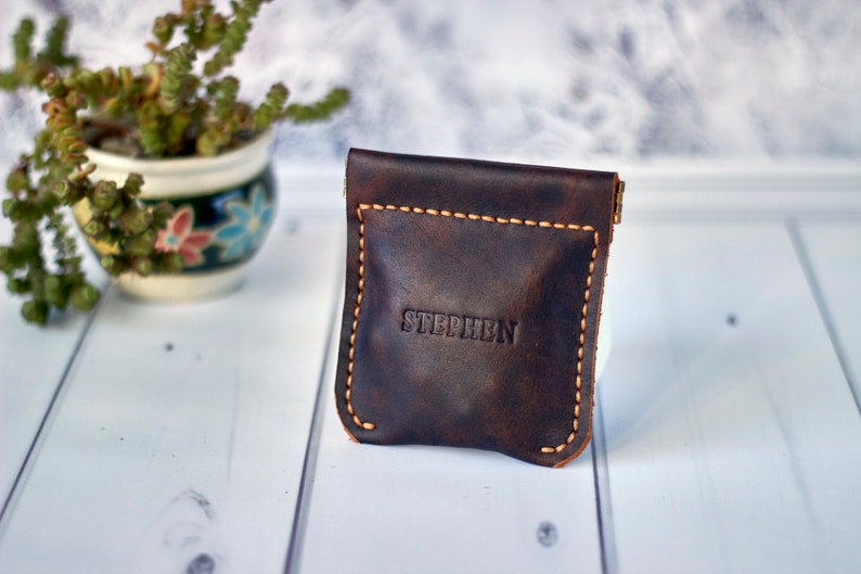 Personalized leather rosary pouch with squeeze frame image 7