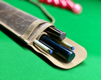 Personalized Hand-Stitched Leather Case for 2 Billiard Cues Pool Cue Snooker Cue