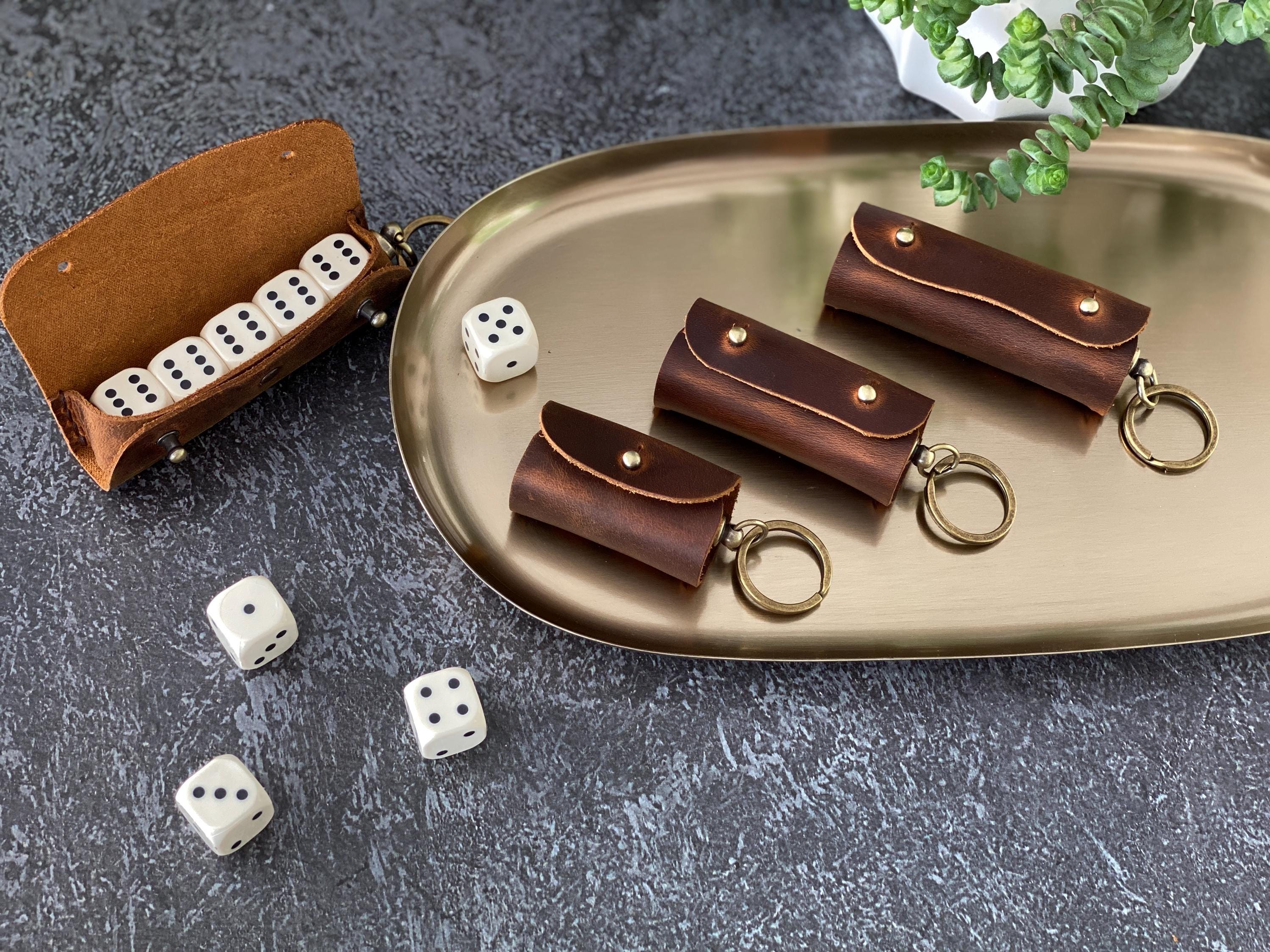 Free Personalized Leather Dice Keychain Case With 2-3-4-5 Dice