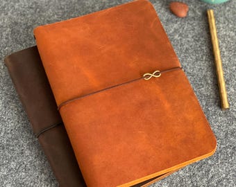 Personalized Refillable Leather Notebook A4 A5 A6 Travelers Writing Journal