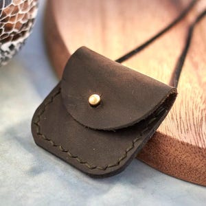 Personalisierte Leder Amulett Beutel Halskette: Kristall, Talisman Tasche