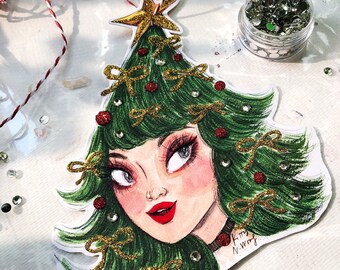 Miss CHRISTMAS - DIY Ornament Paper Craft Kit - Printable - Digital Download