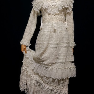 Handmade White Lace Bohemian Dress: Unique Wedding Gown