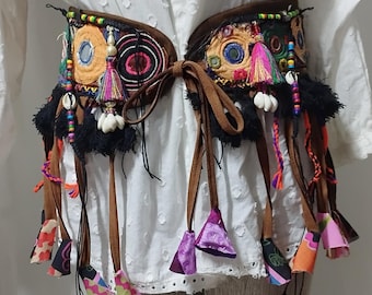 Banjara belt, mirror, colorful, boho ethnic belt, Fringed, cool ethnic, hippie