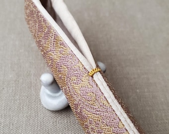 Made to Order, Silk, Pale Pink and Sand Beige Shoha Textile, Ivory Silk Lining, Handmade, Pen Sleeve, Pen Pouch, Fountain case