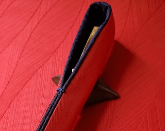Made to Order, Bright Red Silk, Aubergine Silk Lining, Handmade, Pen Sleeve, Pen Pouch, Fountain case