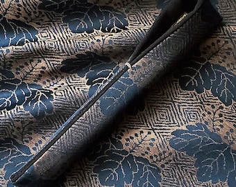 Handmade Silk Pen Sleeve: Teal Kiri Donsu, Black Silk Lining