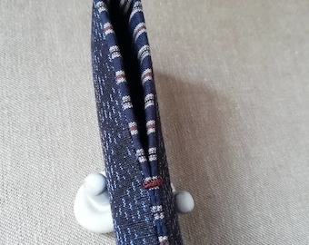 Made to Order, Tsumugi Silk, Blue on Deep Indigo blue, Cotton Stripes lining, Pen Sleeve, Handmade, Fountain Pen Case, Pen Pouch
