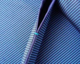Made to order Pen sleeve, Silk, Blue and Black stripes, Navy silk lining, Handmade, Fountain pen pouch, pen sleeve, pen kimono