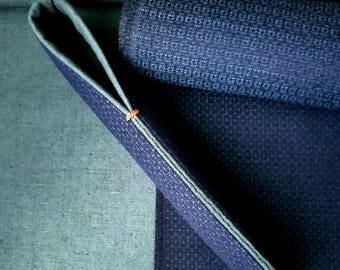 Handmade Wool Silk Kimono Pen Sleeve: Blue Tsumugi Lining