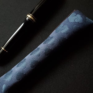 Made to Order, Blue Clouds Pattern Silk, Reddish Black Silk Lining, Handmade, Pen Sleeve, Pen Pouch image 5