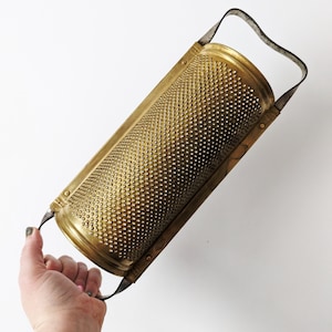 Victorian Brass Grater,Antique GRM Kitchen Tool,Large Metal Grater,Rustic Cooking Gift,Vintage Cheese & Chocolate Grater,Country House Decor