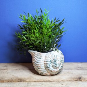 Vintage Conch Shell Planter Jaren 30 Pastel Geglazuurde Keramische Plant Pot Studio Aardewerk