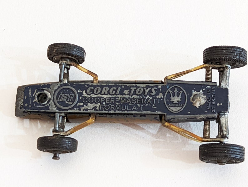 Cooper Maserati Toy, Playworn Old Racecar, Vintage Corgi 159 Cooper Maserati Formula I, 1960s Toys for Boys, Spare or Repair Mini Project image 3