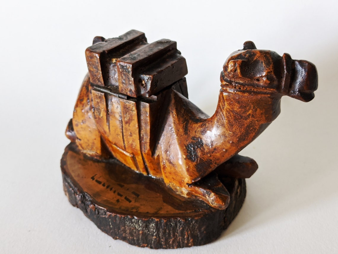 Wooden Camel Inkwell Camel Shaped Ink Well Valentines Gift Etsy