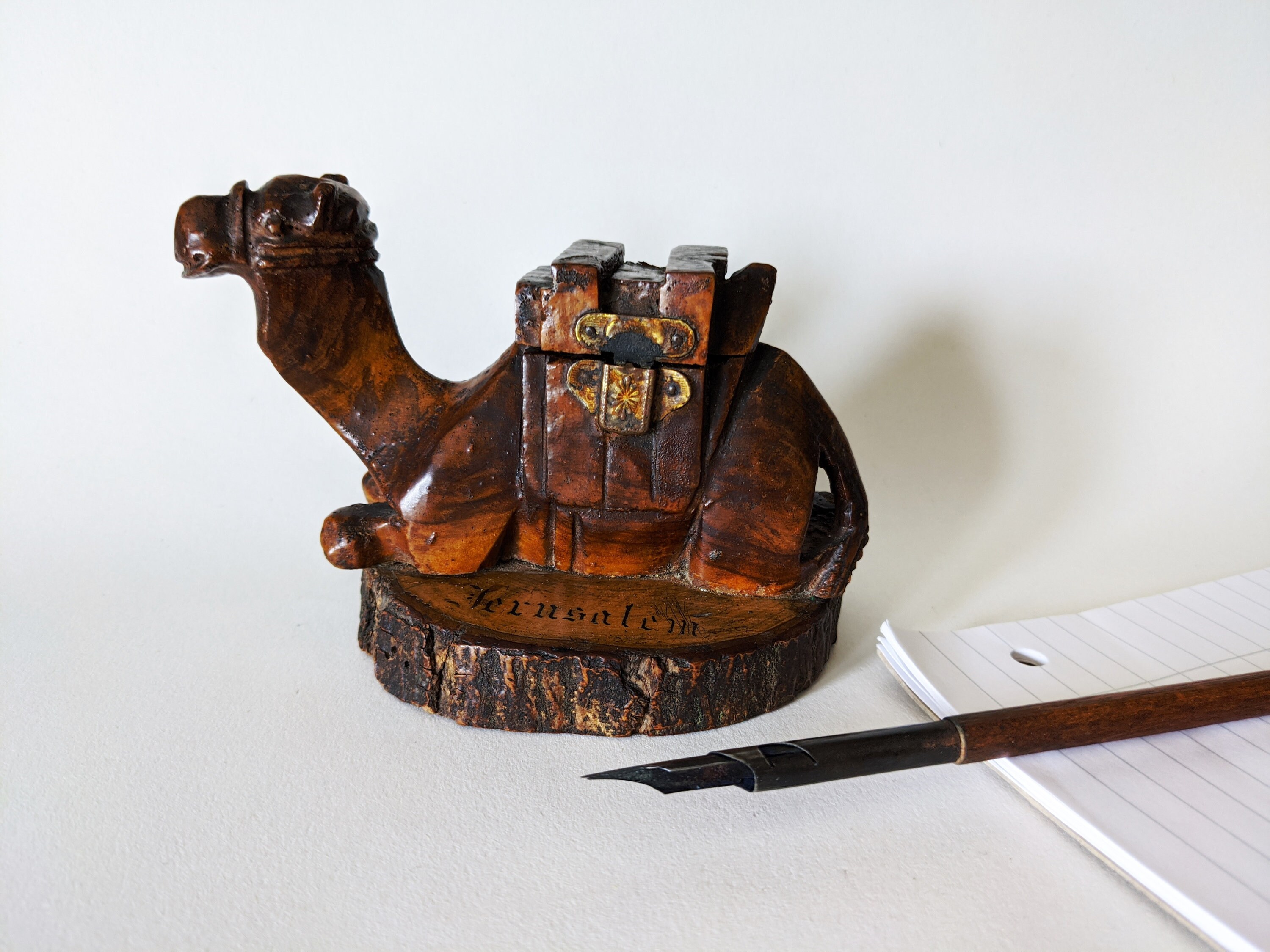 Wooden Camel Inkwell Camel Shaped Ink Well Valentines Gift Etsy