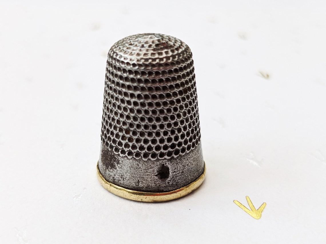 Oxidised Steel & Brass Thimble Vintage Metal Thimble Shiny Etsy