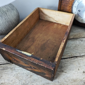 Vintage Wooden Storage Box, Industrial Drawer, Small Craft Storage, Antique Wood Box, Wedding Anniversary Gift, Rustic Organiser Decor