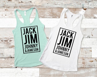 Jack Jim Johnny and Jameson, the boys, whiskey - Ladies Tanks racerback