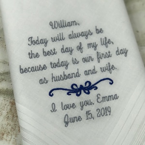 Groom Gift | Wedding Handkerchief For Groom | Personalized Wedding Gift | Wedding Gift To Groom | Custom Handkerchief Groom EMBROIDERED GIFT