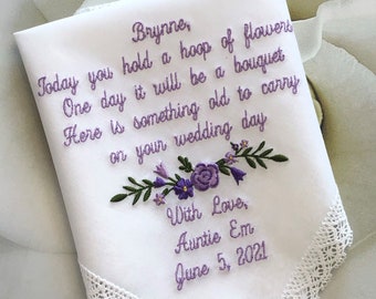 Embroidered Flower Girl Handkerchief – Personalized Wedding Gift