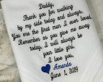 Dad Wedding Handkerchief. Father Of Bride Wedding handkerchief |  Personalized gift, engagement gift, groomsman gift, New Couple Gift, 52019