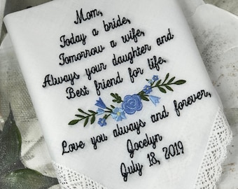 Weddings Mom Of The Bride Wedding Handkerchief For Mom Mother of the Groom Hankies Bridal Gift For Mom Bride Wedding Day Gift for Mother