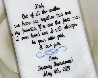 Wedding Gift For Dad - Custom Handkerchief - Father Of The Bride Gift - Personalized Wedding Handkerchief-Embroidery 40 words of your choice