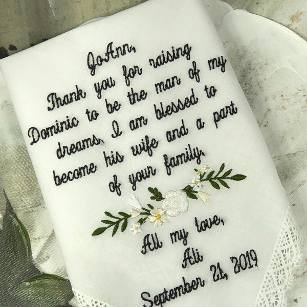 Mother of the Groom Gift, Mother of the Bride Gift, Mother in Law Gift, mother in law wedding gift Wedding Handkerchief Hankies Hankerchief