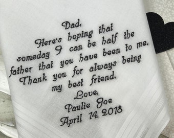 Gift For Dad, Wedding gifts, Embroidered Wedding Handkerchief, Wedding gift For Father Of The Bride, Personalized Custom Gifts, Gift Father