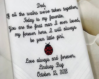 Papá. Pañuelo de boda, regalo del padre de la novia / pañuelo de boda / pañuelo personalizado / de pañuelo BORDADO de novia