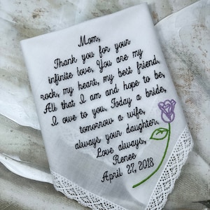 Lace Handkerchief, Lace Hankie, Embroidered Handkerchief, Custom Handkerchief, Bridal Handkerchief, Personalized Wedding Handkerchief 8-10