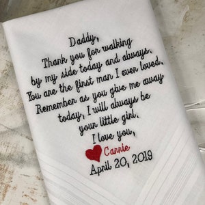 Weddings Wedding Handkerchief Father of the Bride, Personalized Wedding Hankerchief, Mother of the Bride, Brides Parents Wedding Gift Hankie